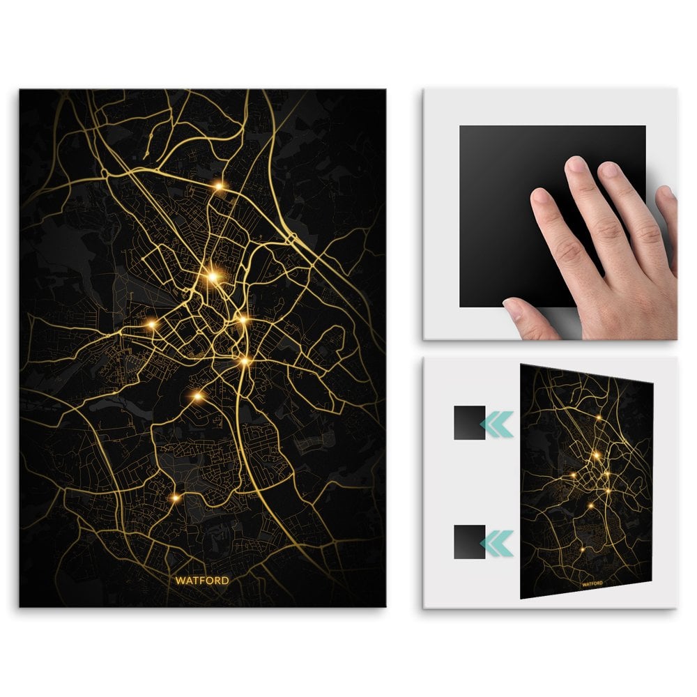 Plakat metalowy Mapa City Lights Watford M