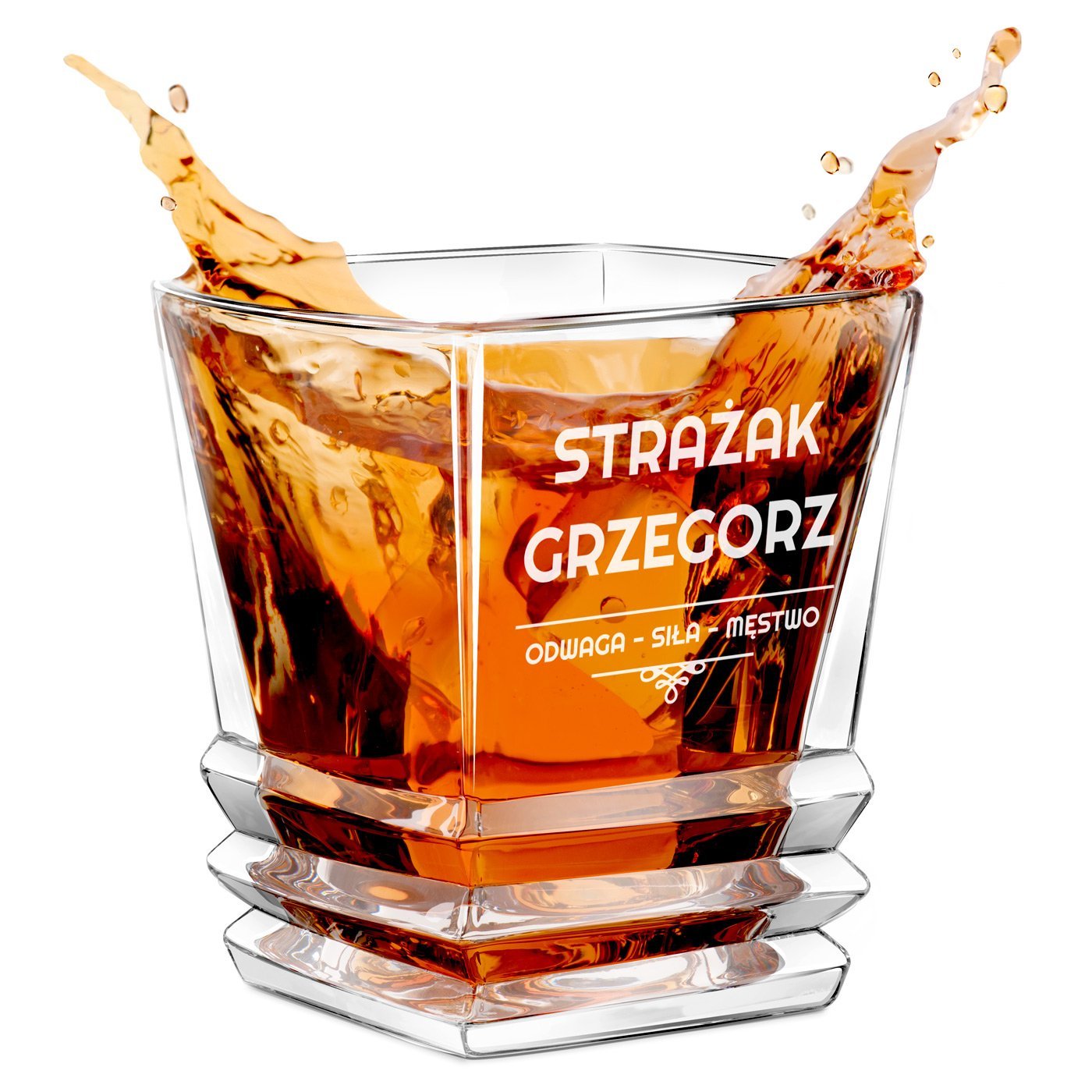 Szklanka do whisky geometric z grawerem dla straaka