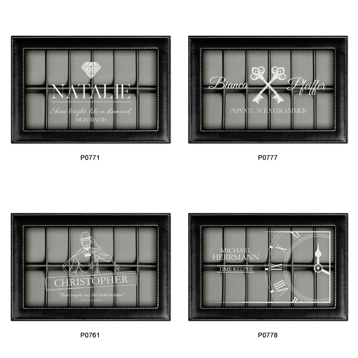 Uhrenbox Mit Gravur Fur 12 Uhren Schmuck Uhrenschatulle Koffer Personalisiert Ebay